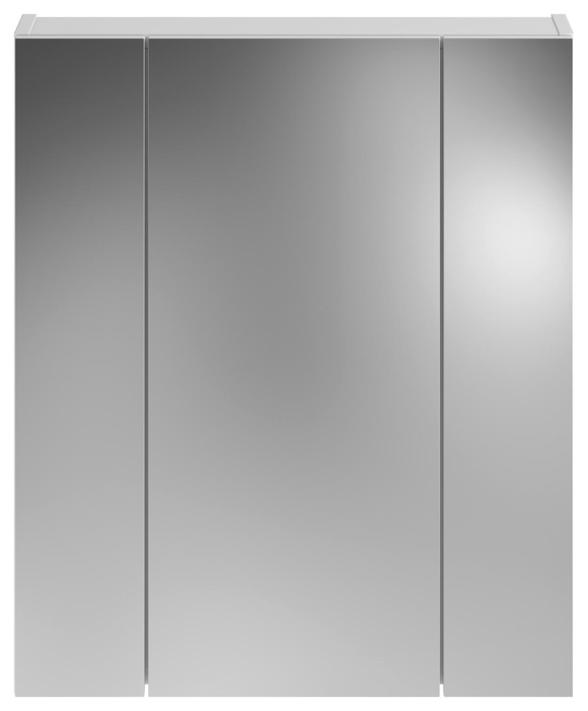 Badezimmer Linus Weiß Hochglanz B: 60cm - Weiß Hochglanz/Silberfarben, MODERN, Glas/Holzwerkstoff (60/182/34cm) - MID.YOU