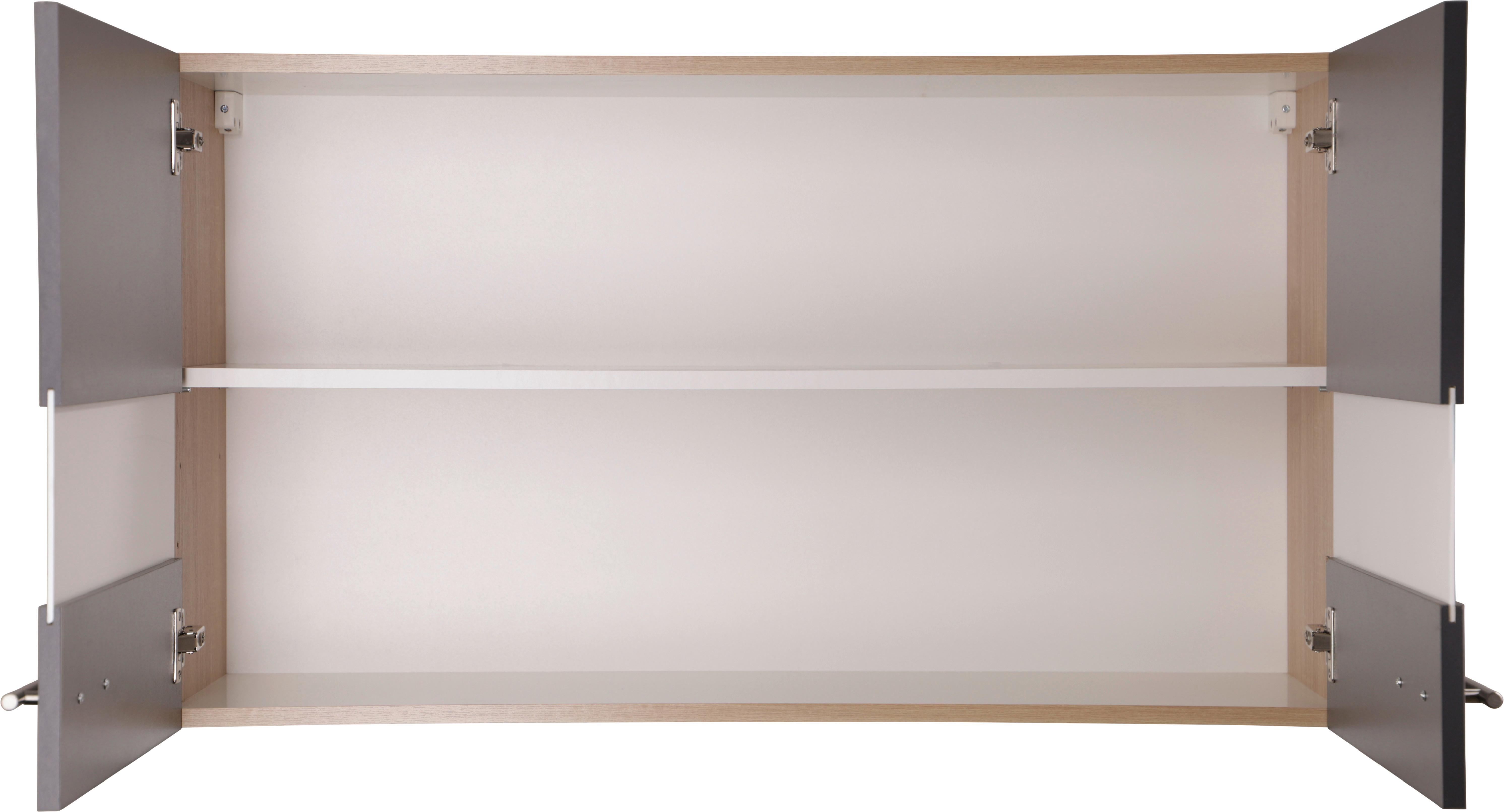 Küchenoberschrank Merle Grau/Eiche Dekor B:100cm - Eichefarben/Grau, Basics, Glas/Holzwerkstoff (100/56,1/34,6cm) - Respekta