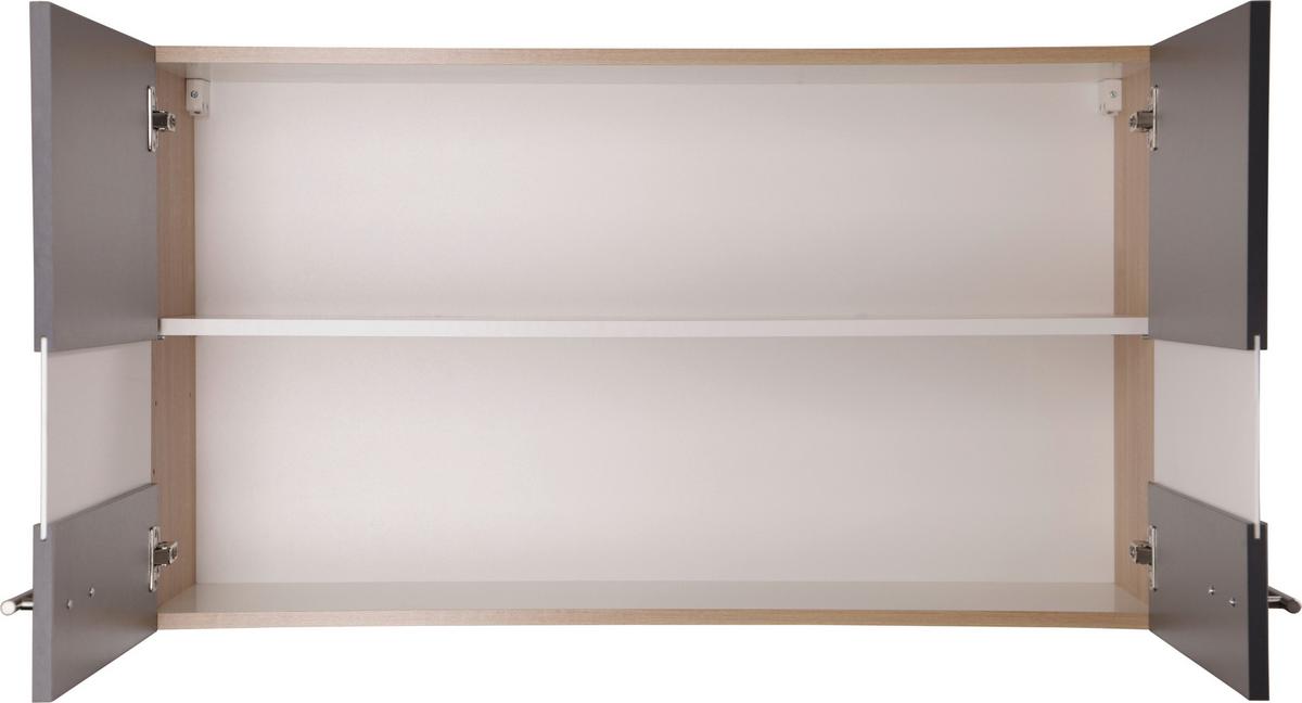 Küchenoberschrank Merle Grau/Eiche Dekor B:100cm - Eichefarben/Grau, Basics, Glas/Holzwerkstoff (100/56,1/34,6cm) - Respekta