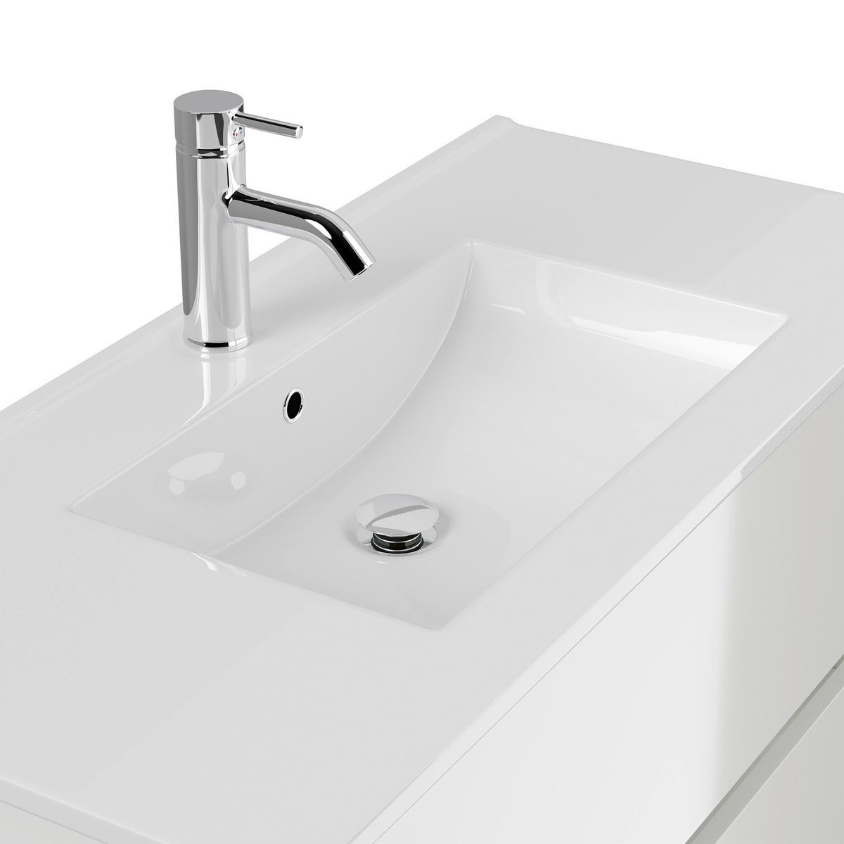 BADEZIMMER Limes, Weiß HG B: 100 cm - Weiß Hochglanz/Weiß, Basics, Keramik/Holzwerkstoff (100cm) - MID.YOU