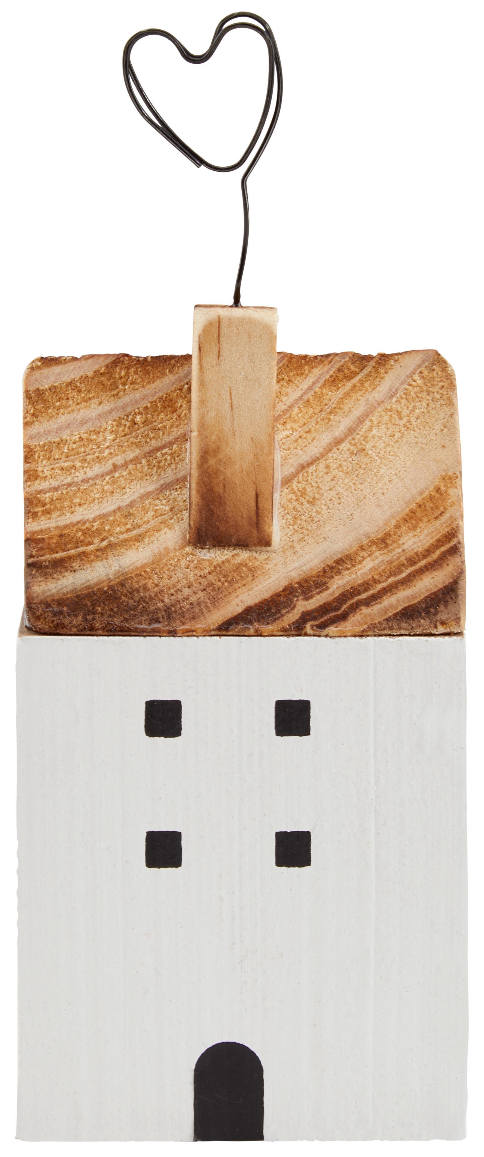 Fotohalter L/b/h: Ca. 4,5/5/14cm, Gotan - Weiß/Braun, MODERN, Holz/Metall (4,5/5/14cm)