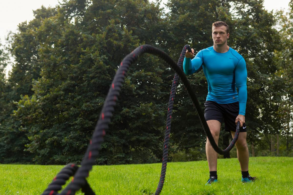 Fitnessseil Tunturi Battle Rope 12m - Schwarz/Grün, KONVENTIONELL, Kunststoff (120/3,8/3,8cm)