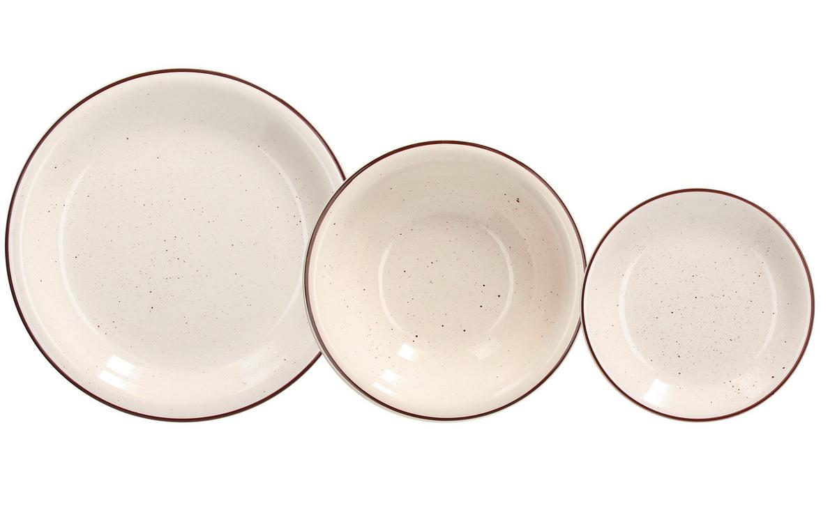 Tafelservice Stay Keramik 6 Personen Geschirr Set - Creme/Braun, Design, Keramik - Tognana