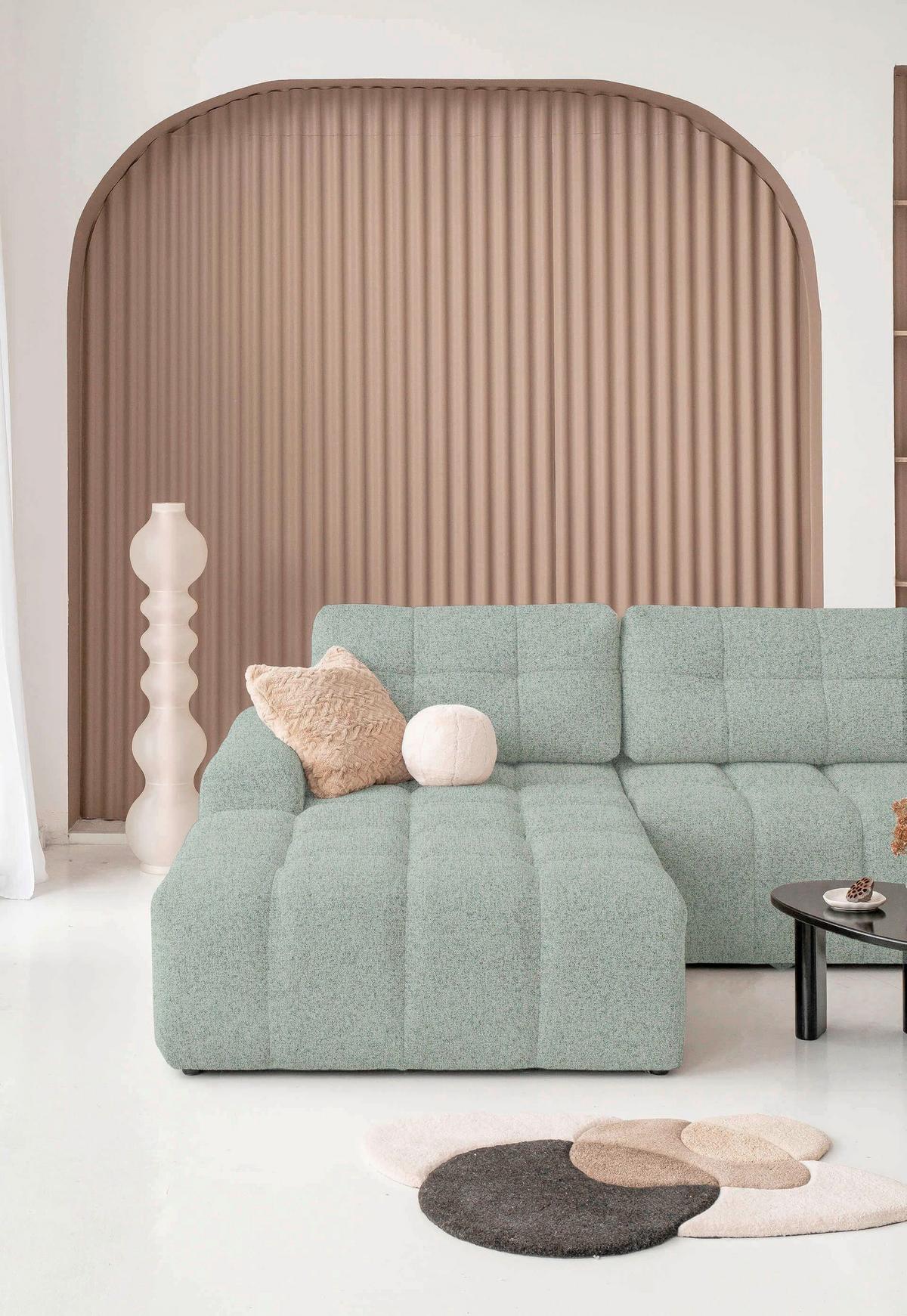 Wohnlandschaft Lulu Türkis U: 184x333x213cm - Türkis/Schwarz, Design, Textil (184/333/213cm) - MID.YOU