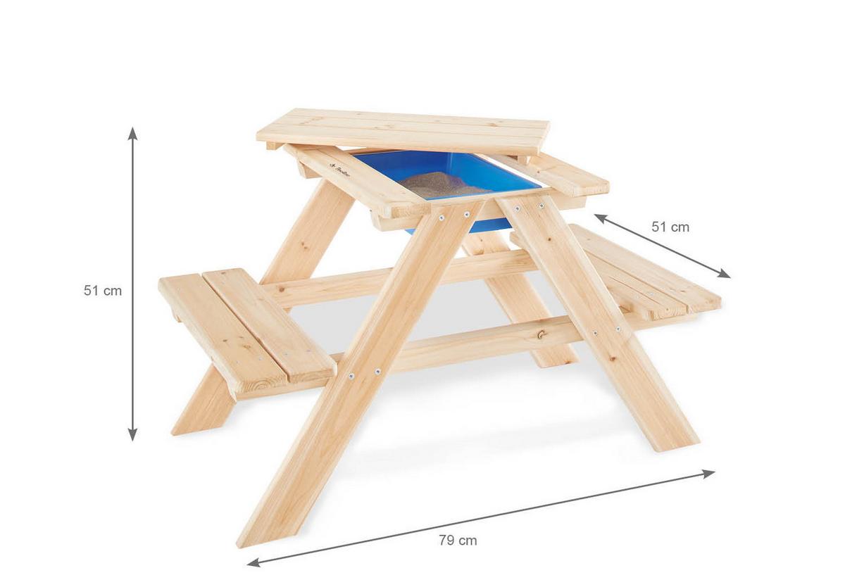 Kindersitzgruppe natur - Naturfarben, Basics, Holz (51/51/79cm) - Pinolino