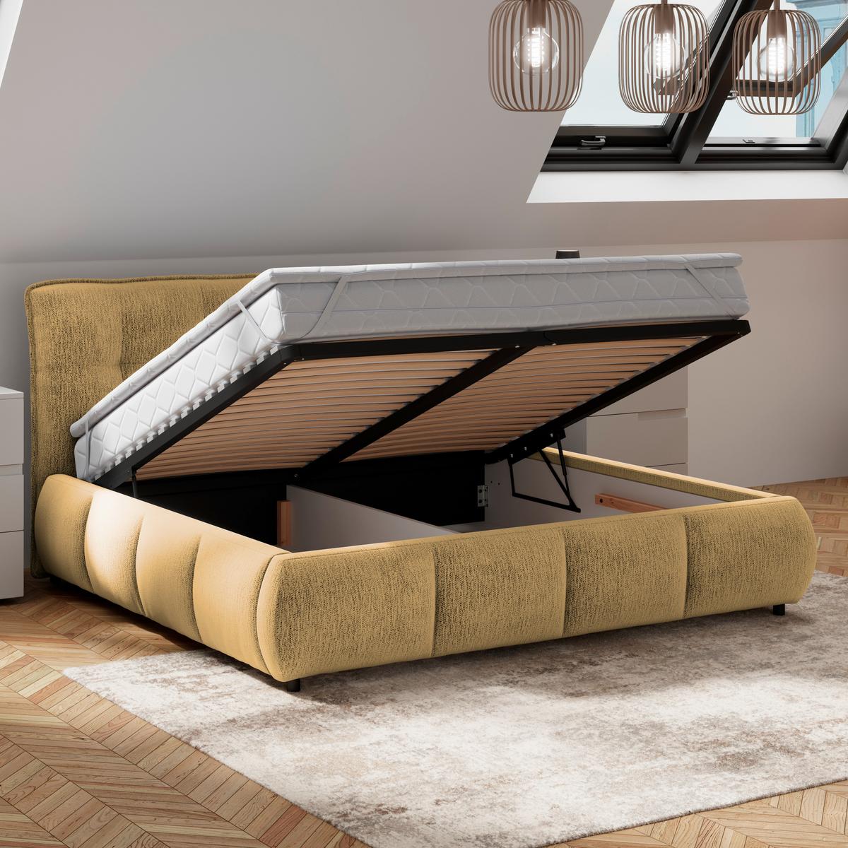 Polsterbett Limo Goldfarben 160x200 cm - Goldfarben/Schwarz, KONVENTIONELL, Holz/Holzwerkstoff (160/200cm) - James Wood