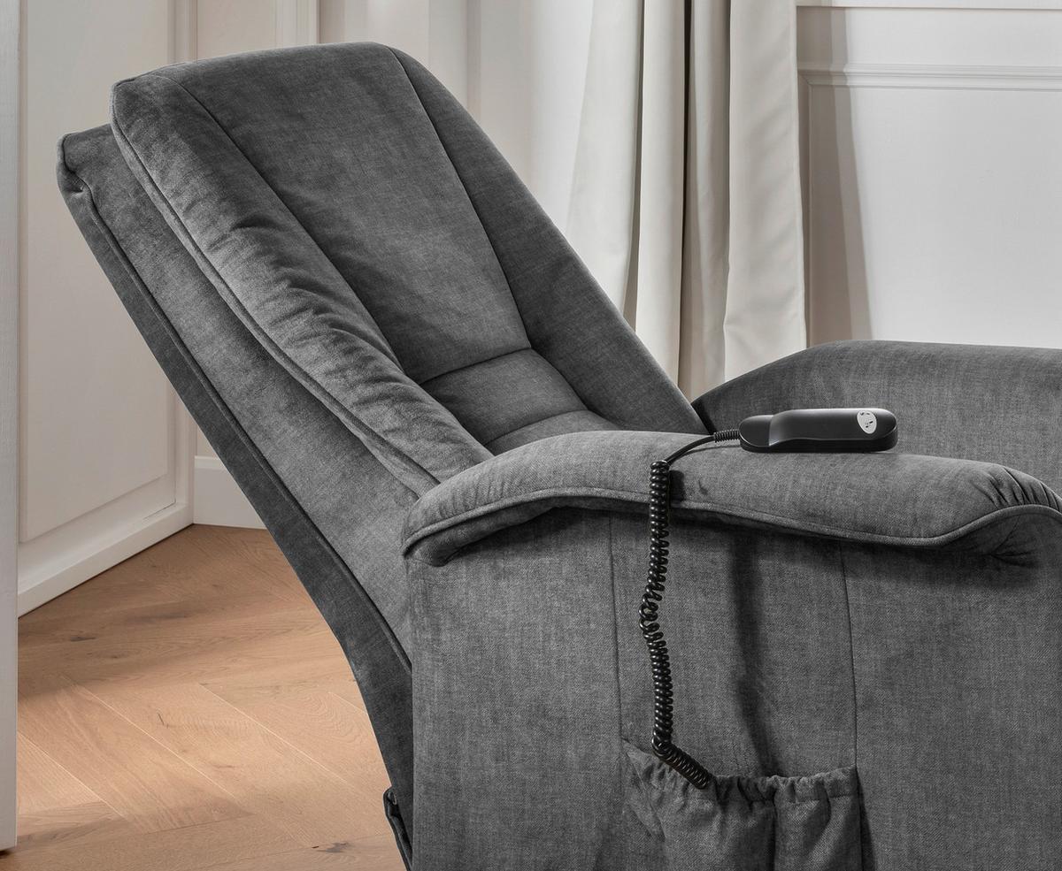 Fernsehsessel Harry Dunkelgrau B: 77 Cm - Dunkelgrau/Schwarz, Design, Textil (77/107/88cm) - Livetastic