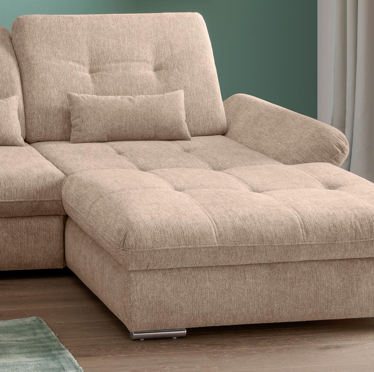 Wohnlandschaft Dalida Hellbraun U: 254x376x195 Cm - Chromfarben/Hellbraun, MODERN, Textil (254/376/195cm) - Livetastic