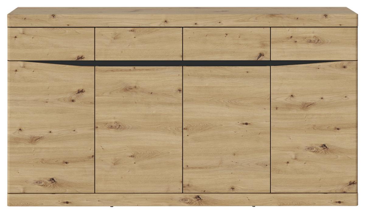 Kommode Turino Eiche Artisan Dekor/Anthrazit B: 168 cm - Anthrazit/Schwarz, Trend, Holzwerkstoff (168/92,1/39,9cm)