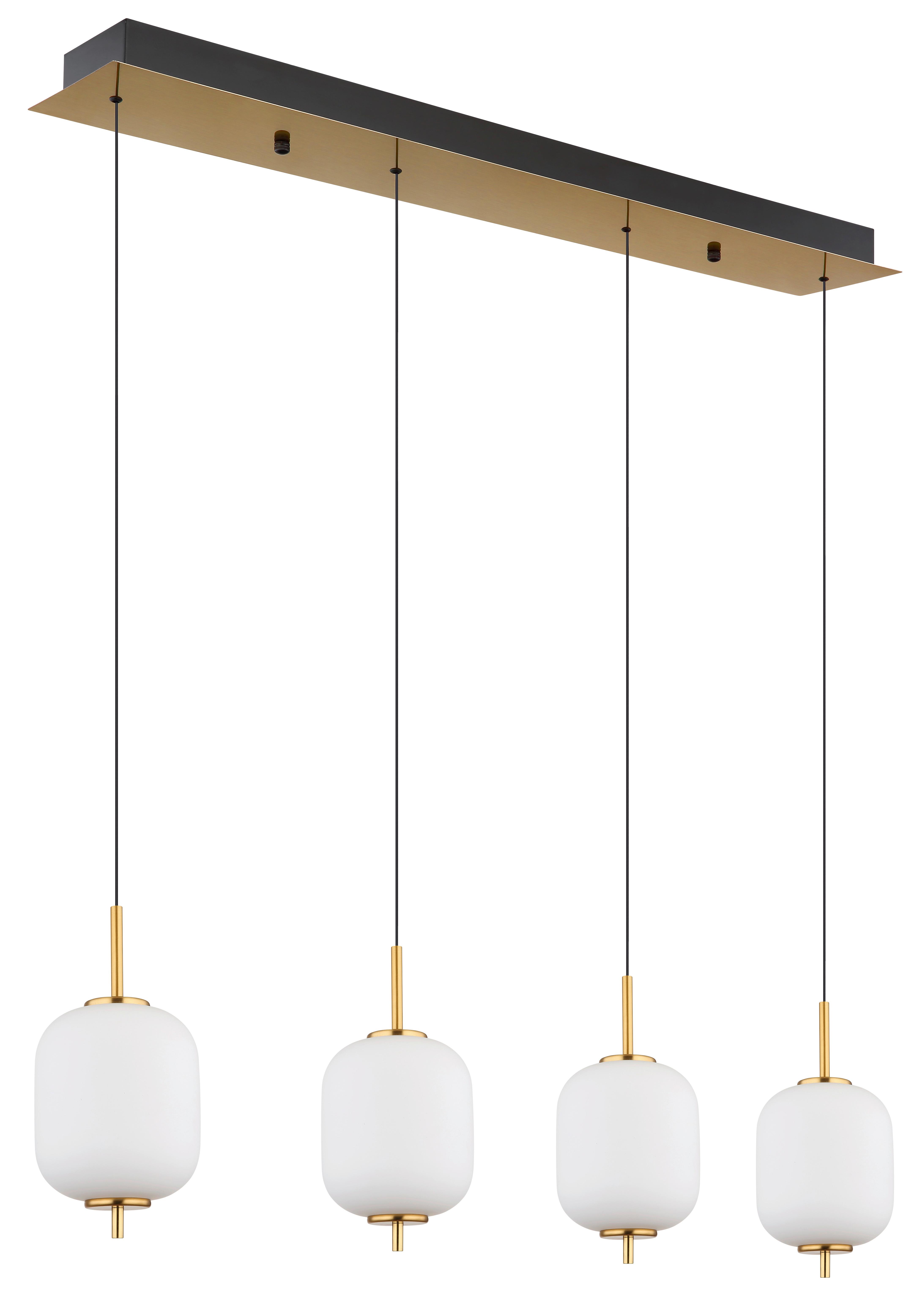 LED-Hängeleuchte 15217-4 - Messingfarben/Opal, KONVENTIONELL, Glas/Kunststoff (94,5/13,5/220cm) - Globo