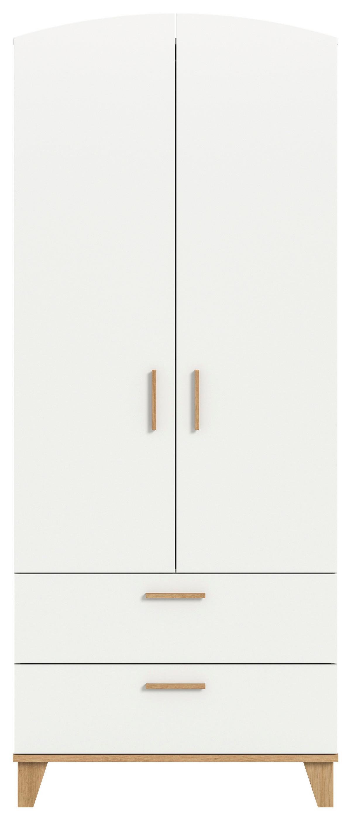 Drehtürenschrank Stella Eiche Dekor/Weiß B: 81cm - Weiß/Eiche Artisan, ROMANTIK / LANDHAUS, Holzwerkstoff (81/198/51cm) - Livetastic