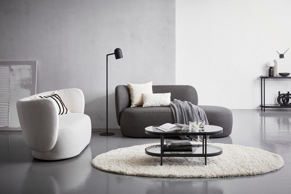 2-sitzer-sofa Boli Bouclé - Creme/Schwarz, KONVENTIONELL, Textil (154/80/84cm) - Livetastic