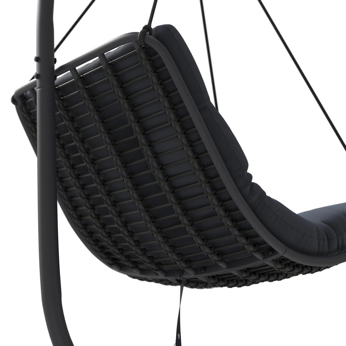 Hängesessel Santana - Dunkelgrau/Schwarz, MODERN, Kunststoff/Textil (196cm) - Beldano