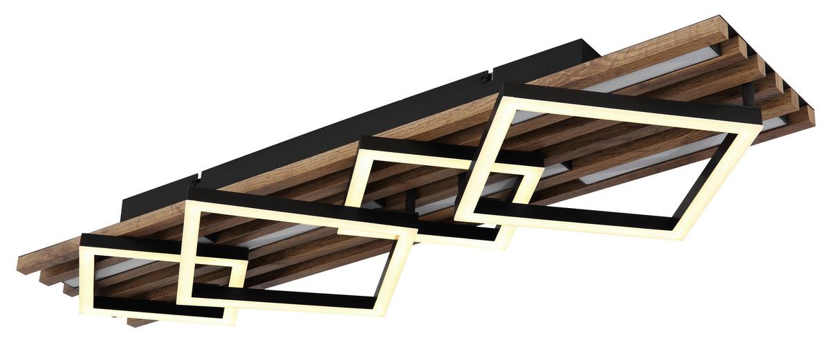 LED-Deckenleuchte 67344d3 Obrien - Dunkelbraun/Schwarz, Natur, Holzwerkstoff/Kunststoff (82/31/9,5cm) - Globo