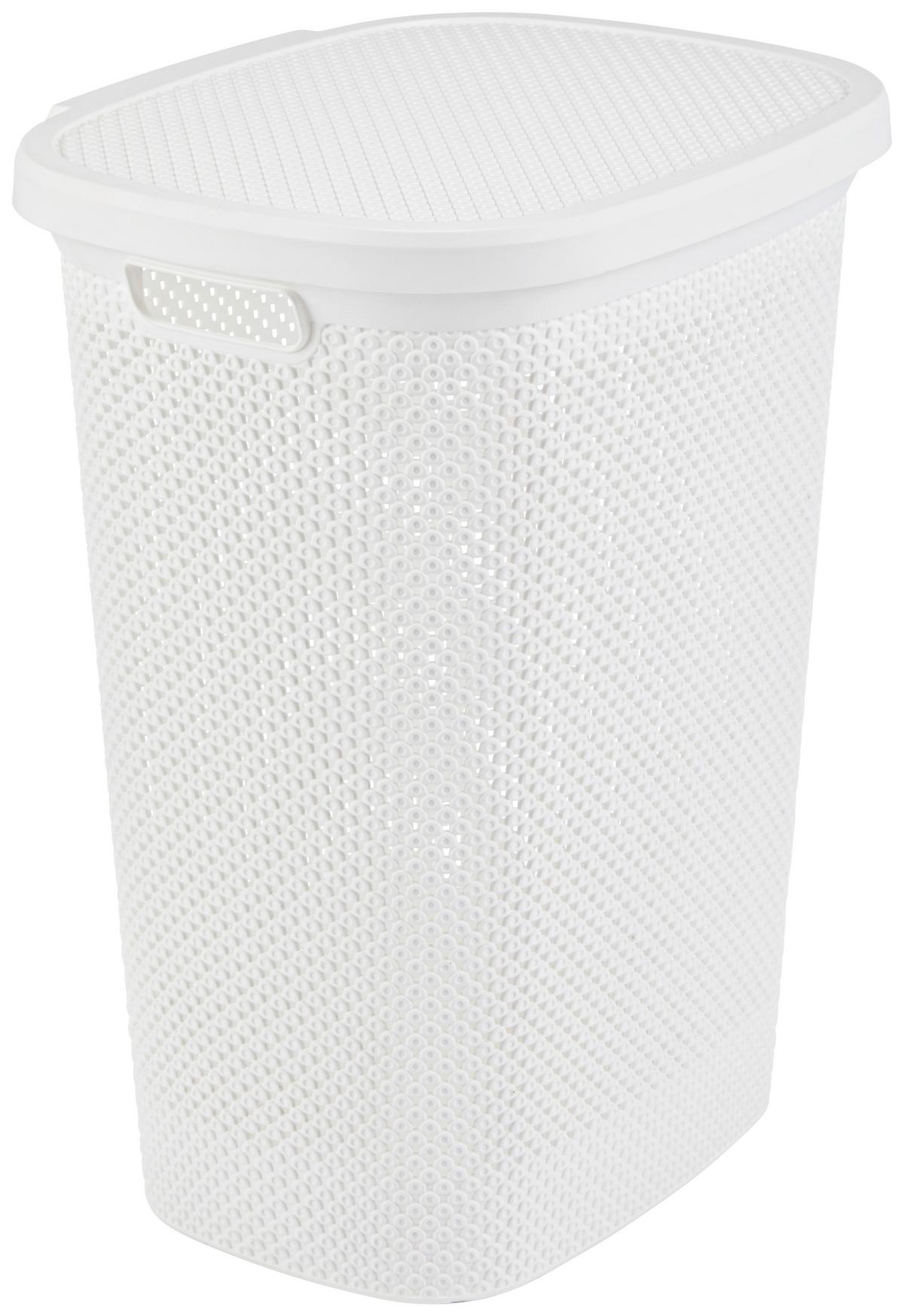 Wäschetonne Mit Deckel Diamond Weiß, 45,9x59x37,2 Cm - Weiß, Basics, Kunststoff (45,9/59/37,2cm) - Luca Bessoni