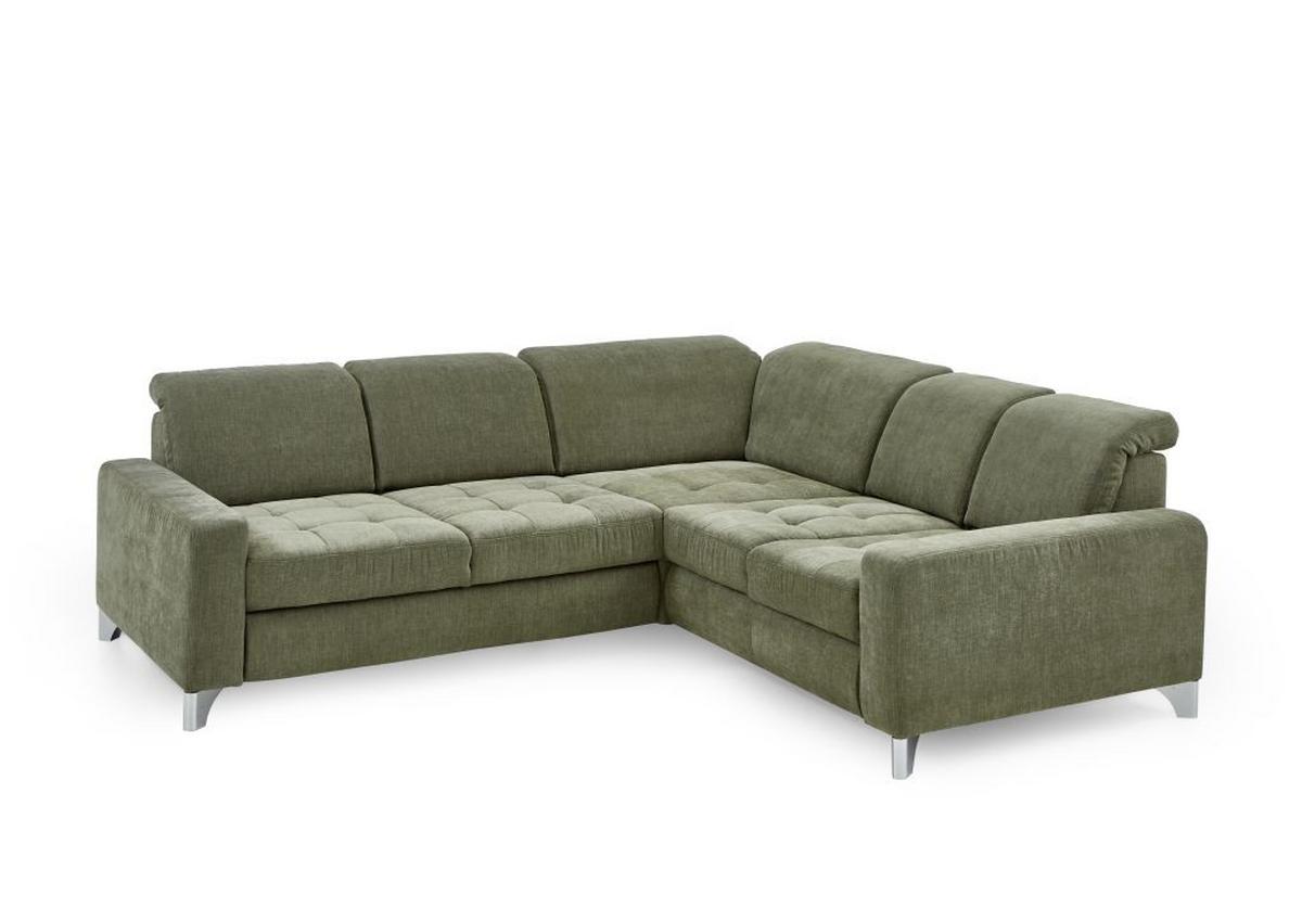 Rohová sedačka GULL, pravá, svetlozelená - svetlozelená/strieborná, Modern, kov/textil (272/246cm)