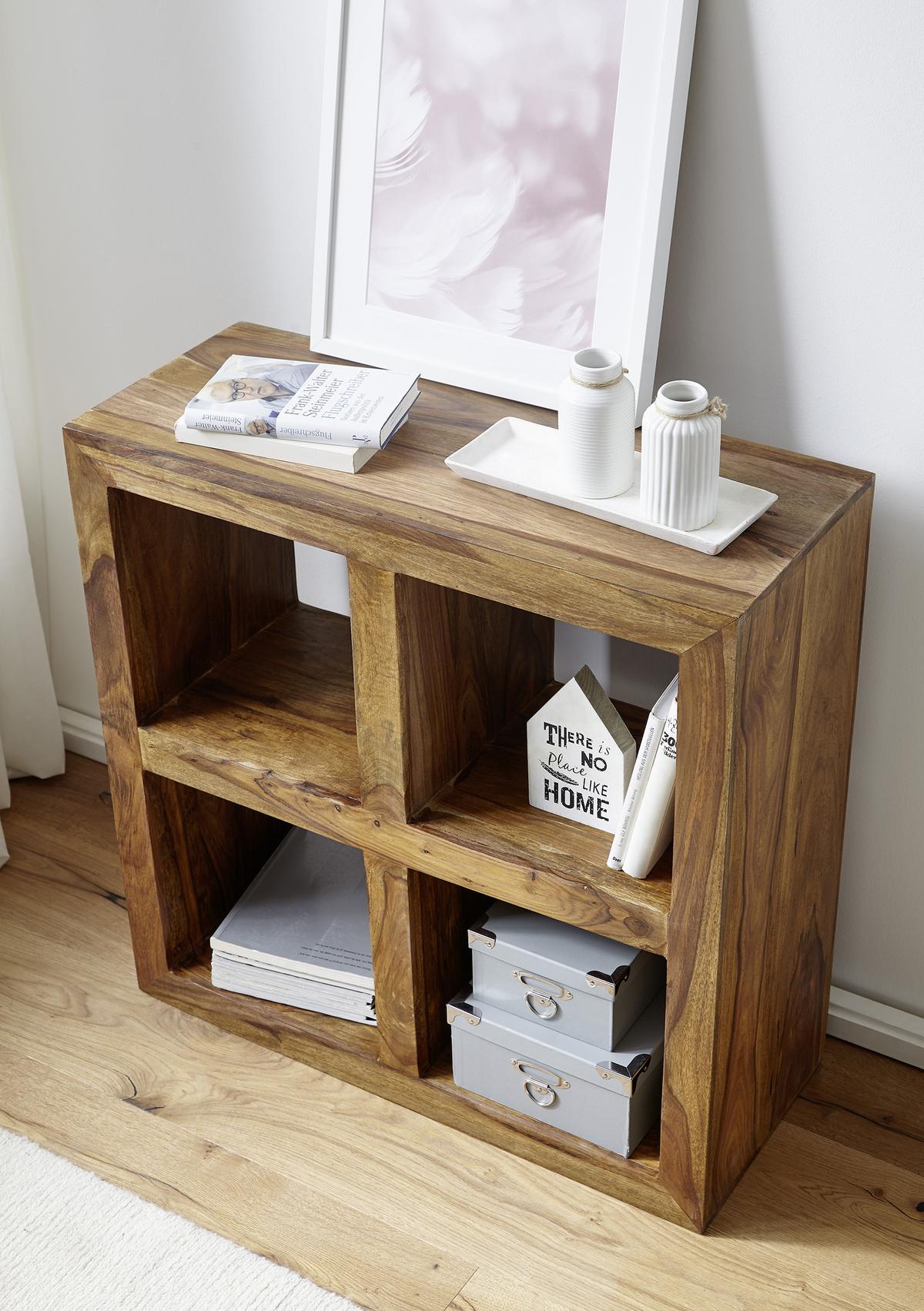 Standregal Massivholz Mumbai B 82cm, Sheesham - Sheeshamfarben, MODERN, Holz (82/82/34cm) - MID.YOU