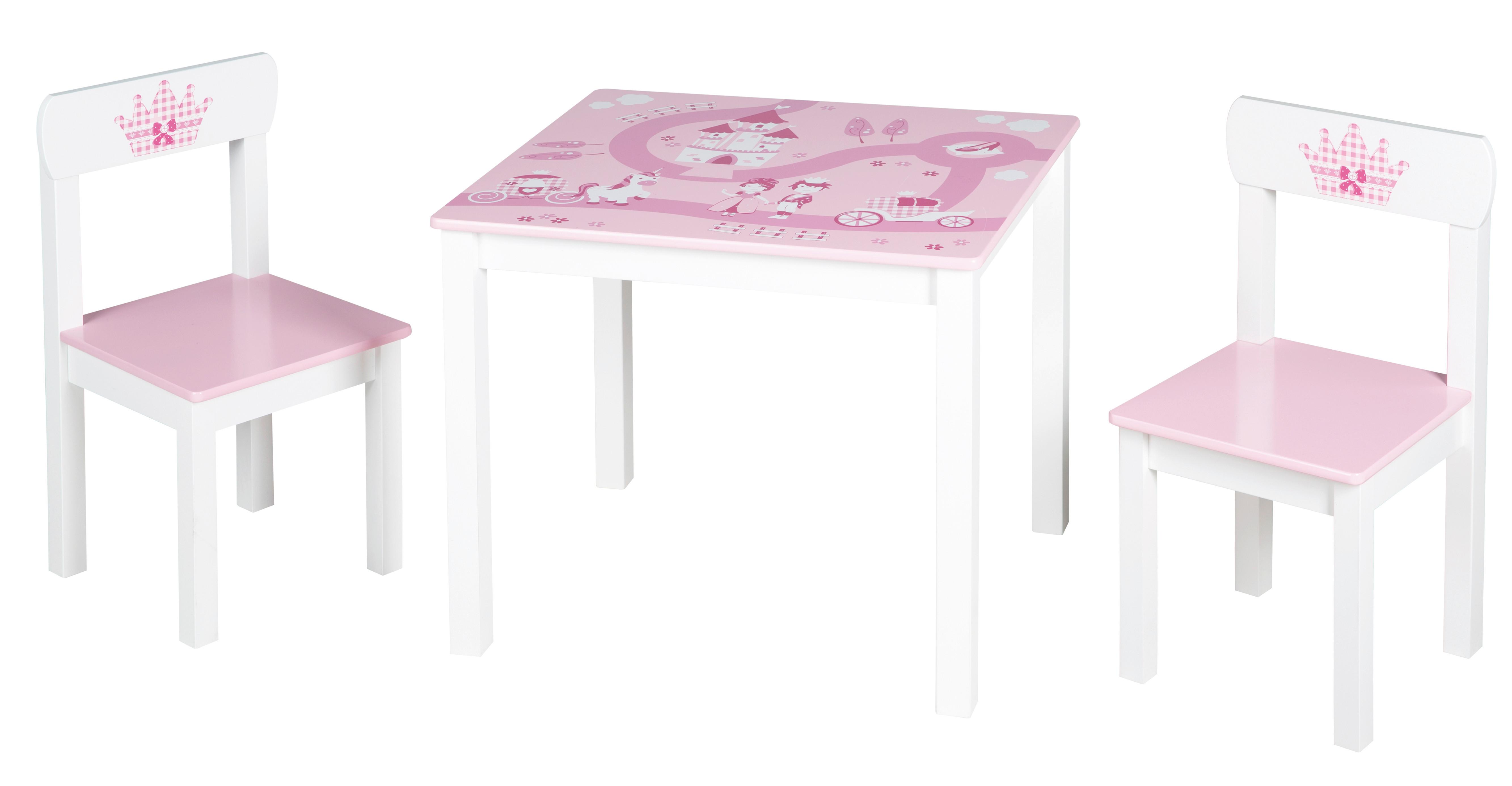 Kindersitzgruppe 450018d332 Krone - Rosa/Weiß, Basics, Holz/Holzwerkstoff - Roba