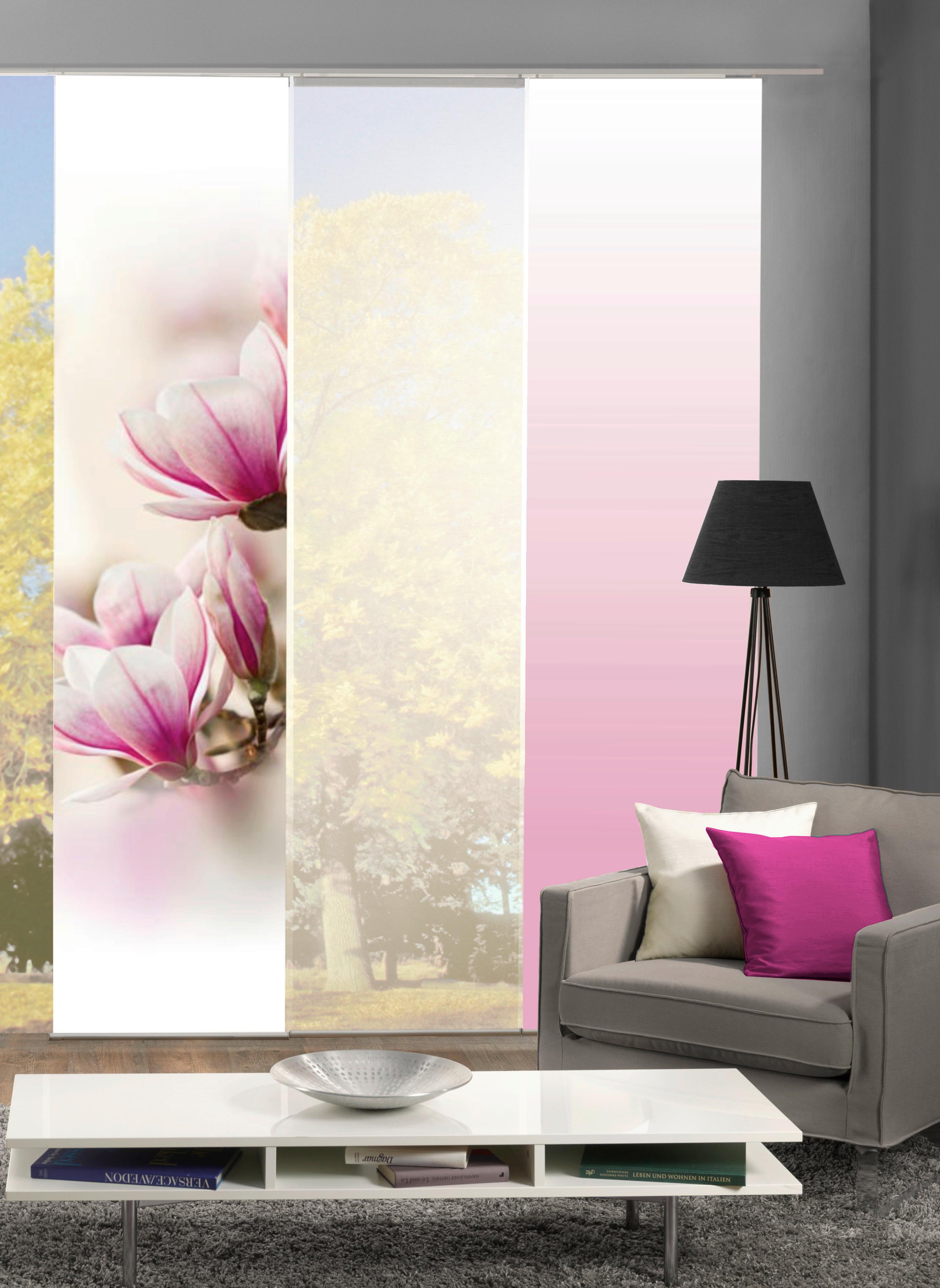 Vorhang mit Paneelwagen Magnene 60x245 cm Rosa - Rosa, Basics, Textil (3x60/245cm)