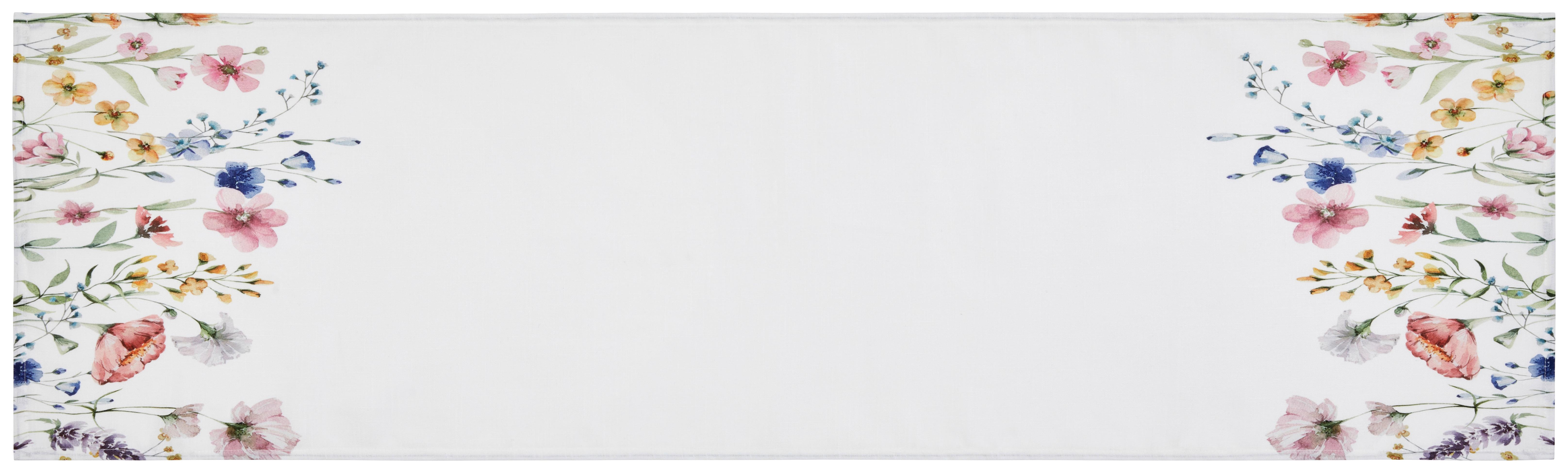 Tischläufer Lilith Muliticolor Blume 140x40 Cm - Multicolor/Weiß, ROMANTIK / LANDHAUS, Textil (40/140cm) - James Wood