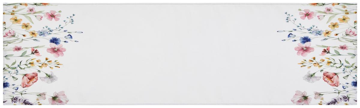 Tischläufer Lilith Muliticolor Blume 140x40 Cm - Multicolor/Weiß, ROMANTIK / LANDHAUS, Textil (40/140cm) - James Wood