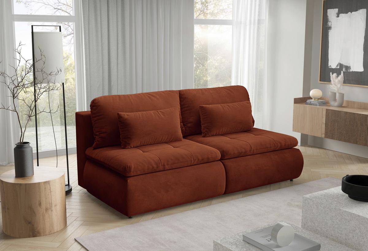 Schlafsofa Mystic Rostfareben B: 220cm - Rostfarben/Schwarz, Design, Textil (220/94/114cm) - Livetastic