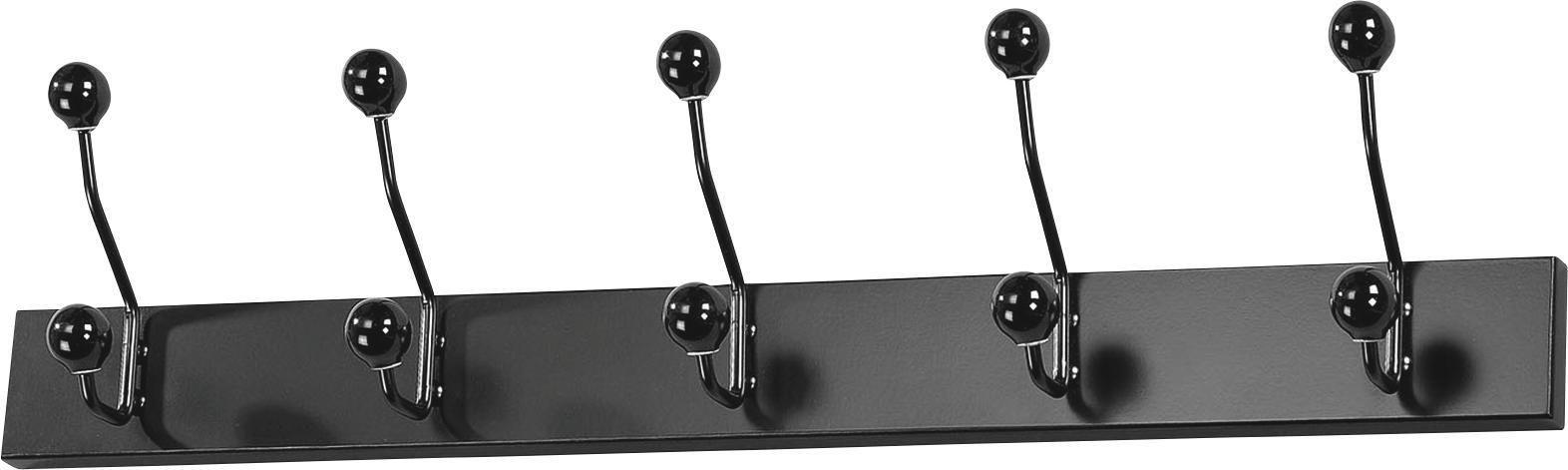 LIŠTA S HÁČIKMI GREVE - čierna/biela, Modern, kov/kompozitné drevo (65/13/7cm)