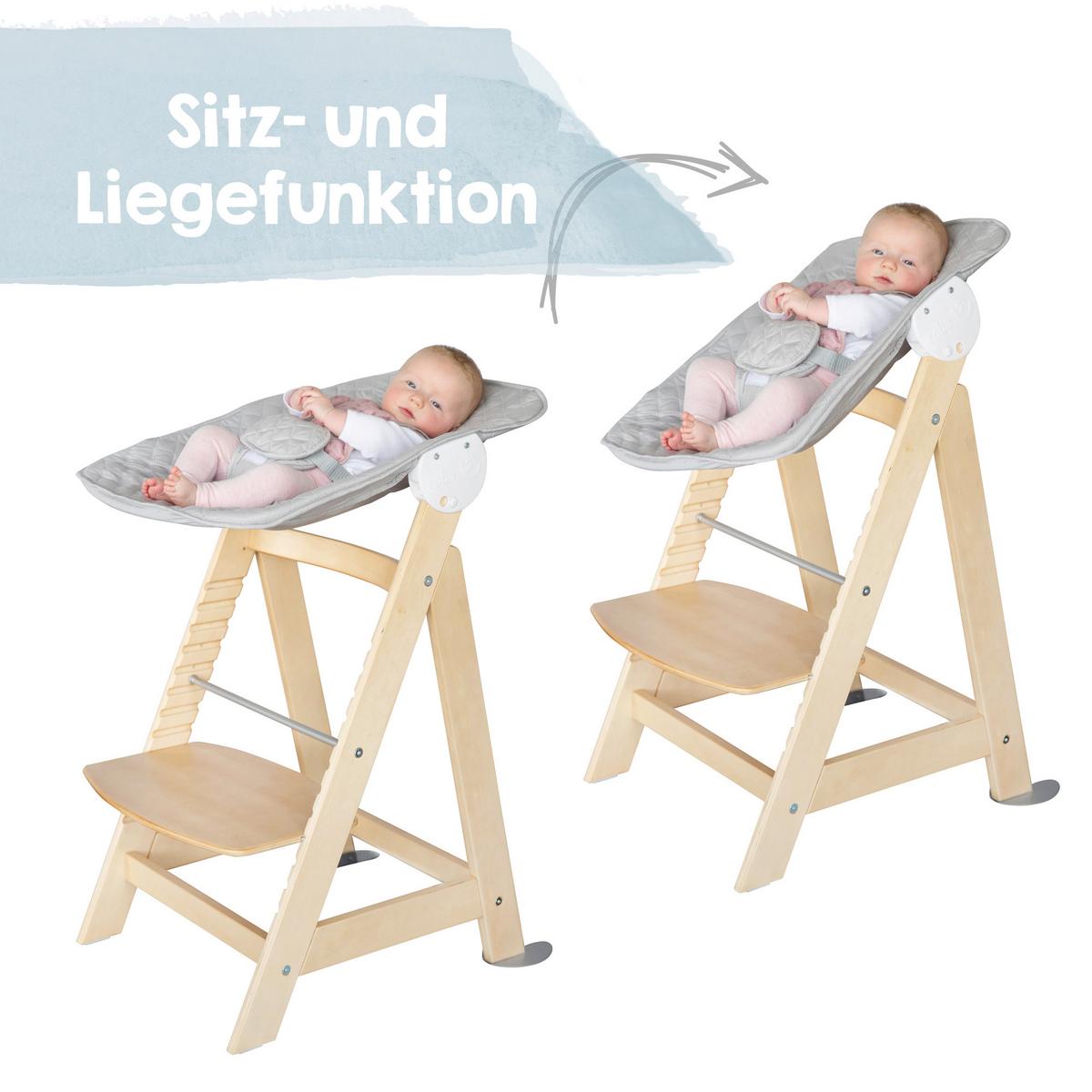 Hochstuhl Natur Mit Sitz/liegefunktion - Silberfarben/Naturfarben, Basics, Holzwerkstoff/Textil (52/94/66,5cm) - Roba