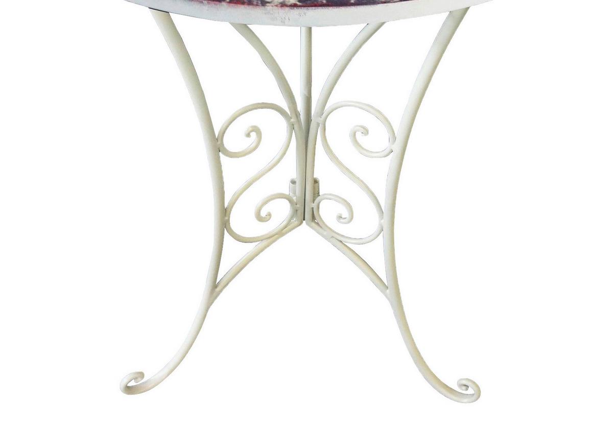 Gartenbeistelltisch Aus Eisen Ø Ca. 38 Cm Floral, Weiß - Weiß, MODERN, Metall (38/53cm)