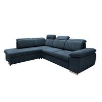 Ecksofa Vasto Dunkelblau S: 228x283 cm - Chromfarben/Dunkelblau, Design, Textil (228/283cm) - Livetastic