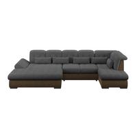 Wohnlandschaft Madera Anthrazit S: 358x312 cm - Hellbraun/Anthrazit, KONVENTIONELL, Kunststoff/Textil (190/358/212cm)