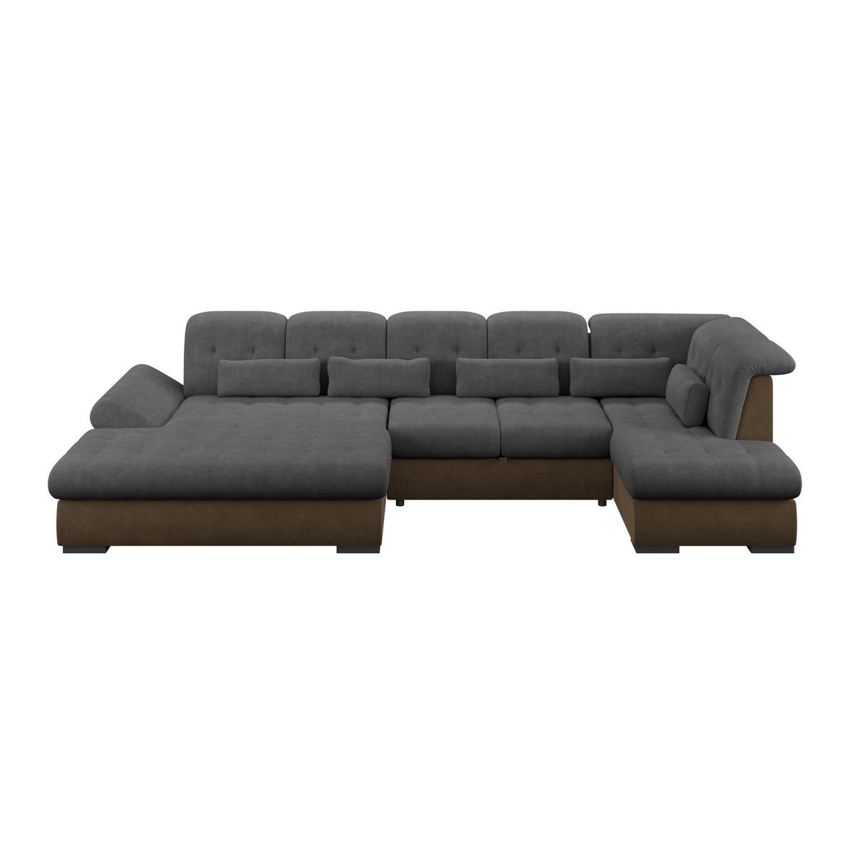 Wohnlandschaft Madera Anthrazit S: 358x312 cm - Hellbraun/Anthrazit, KONVENTIONELL, Kunststoff/Textil (190/358/212cm)