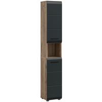 Hochschrank Ice Schwarz/Eiche Dekor B: 30cm - Eiche dunkel/Schwarz, Basics, Holzwerkstoff (30/185/30cm) - MID.YOU