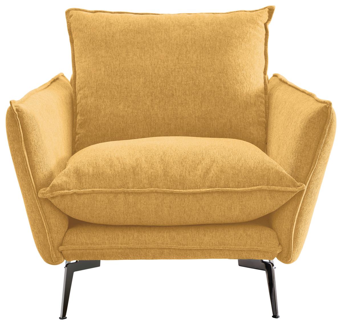 Sessel Skye Senfgelb B: 96 cm - Senfgelb/Schwarz, Design, Textil (96/84/100cm) - Livetastic