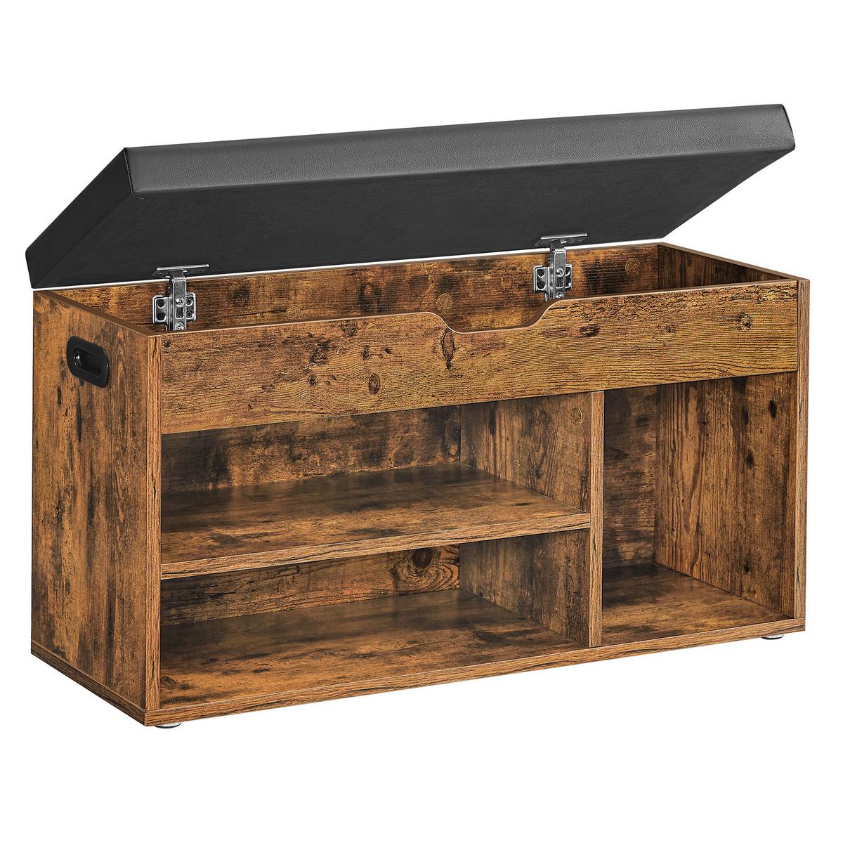 ŠATNÍ LAVICE LHS30BX - černá/hnědá, Trend, kompozitní dřevo/textil (80/44/30cm) - Boxxx
