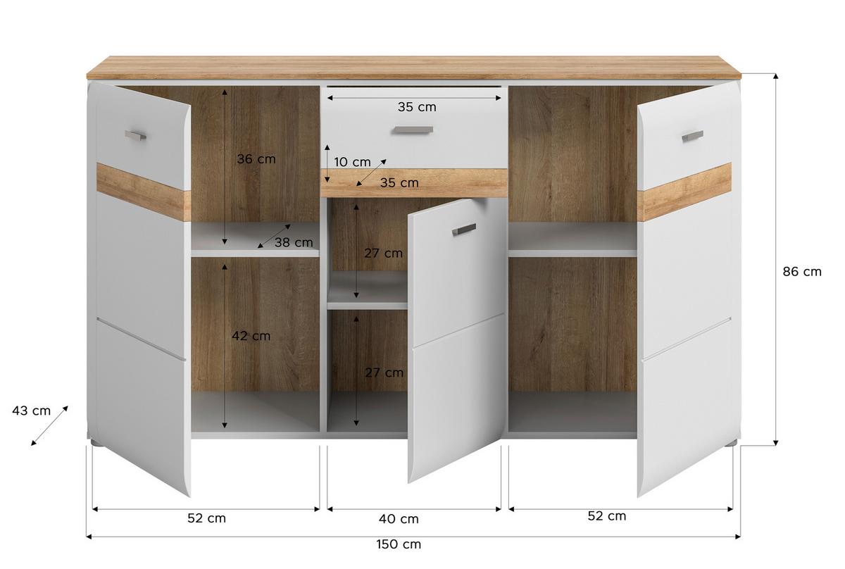 Sideboard Ashton Aschgrau B: 150 Cm - Design, Holzwerkstoff (150/86/43cm) - MID.YOU