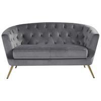 2-sitzer-sofa Lita Grau Samt - Goldfarben/Grau, MODERN, Textil/Metall (150/78/83cm) - Ti'me