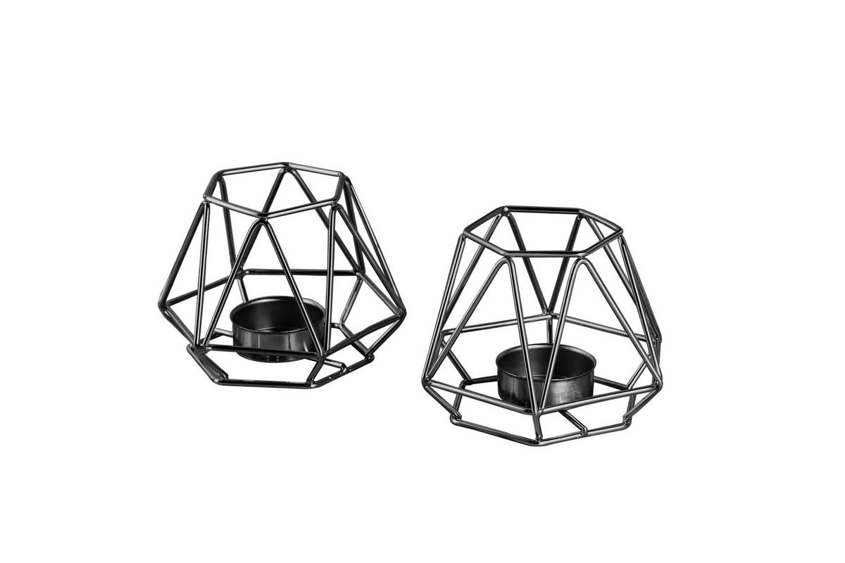 Teelichthalter-set Eisen Schwarz Jeweils Für 1 Teelicht - Schwarz, Basics, Metall (8cm) - Echtwerk