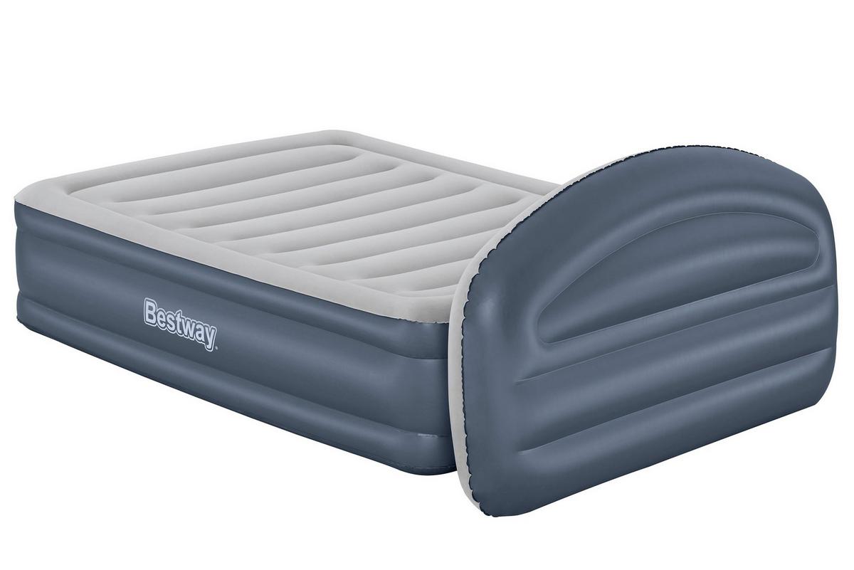 Luftbett Leon 229x152x84 cm Bis 300kg, inkl. Pumpe - Dunkelblau/Grau, KONVENTIONELL, Kunststoff/Metall (229/152/84cm) - Bestway