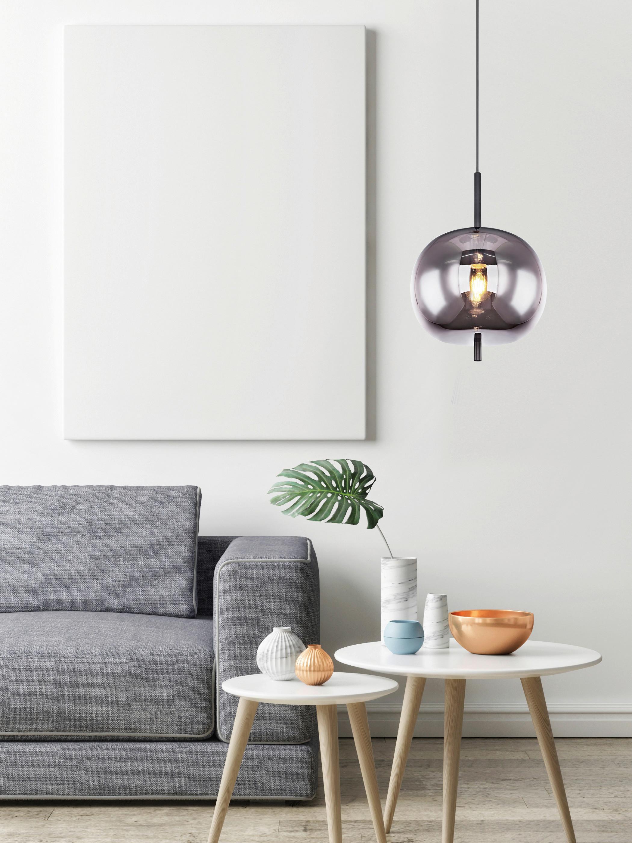 Hängeleuchte Blacky H: 120 Cm 1-Flammig, Mit Rauchglas - Schwarz, Basics, Glas/Metall (30/120cm) - Globo