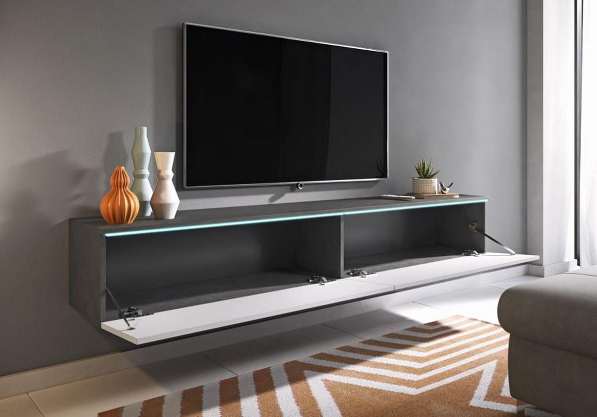 TV nízka komoda antracit/bílá VL - šedá/antracitová, Lifestyle, kompozitní dřevo/plast (180/30/33cm) - P & B