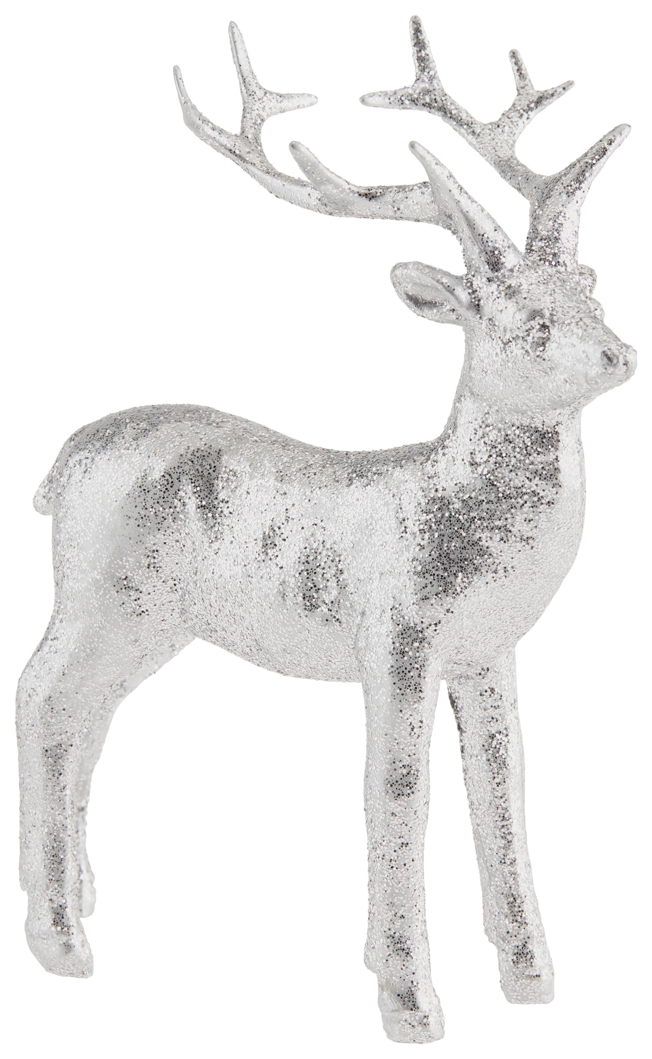 Dekorentier Rigobert - Silberfarben, KONVENTIONELL, Kunststoff (12,5/6/17cm) - Ondega