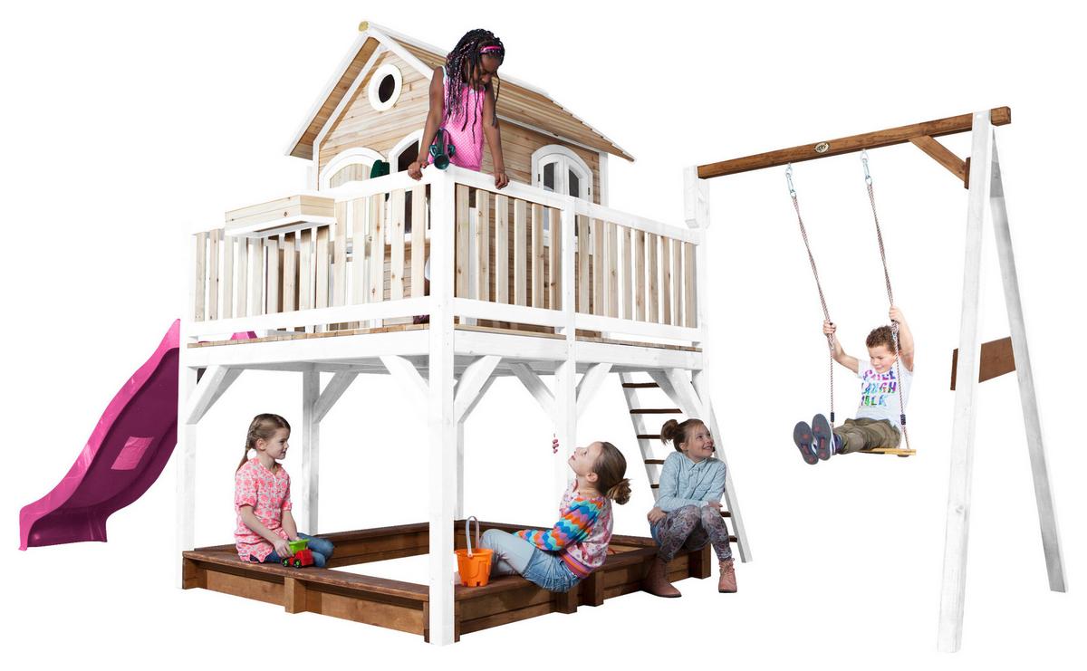 Spielturm A030.152.41 - Lila/Braun, KONVENTIONELL, Holz/Kunststoff (541/291/277cm) - Ambia Garden