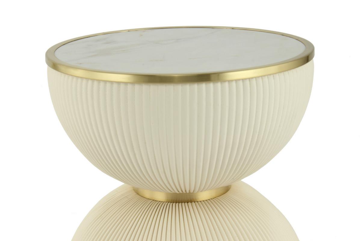 PRÍRUČNÝ STOLÍK JOKAI 225 CREME - zlatá/krémová, Design, kov/textil (47/51cm) - MID.YOU