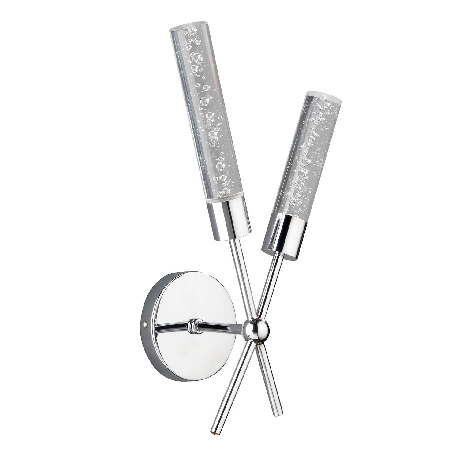 Led-wandleuchte Klar Chromfarben L: 22 Cm - Klar/Chromfarben, Design, Kunststoff/Metall (22/22/42cm)