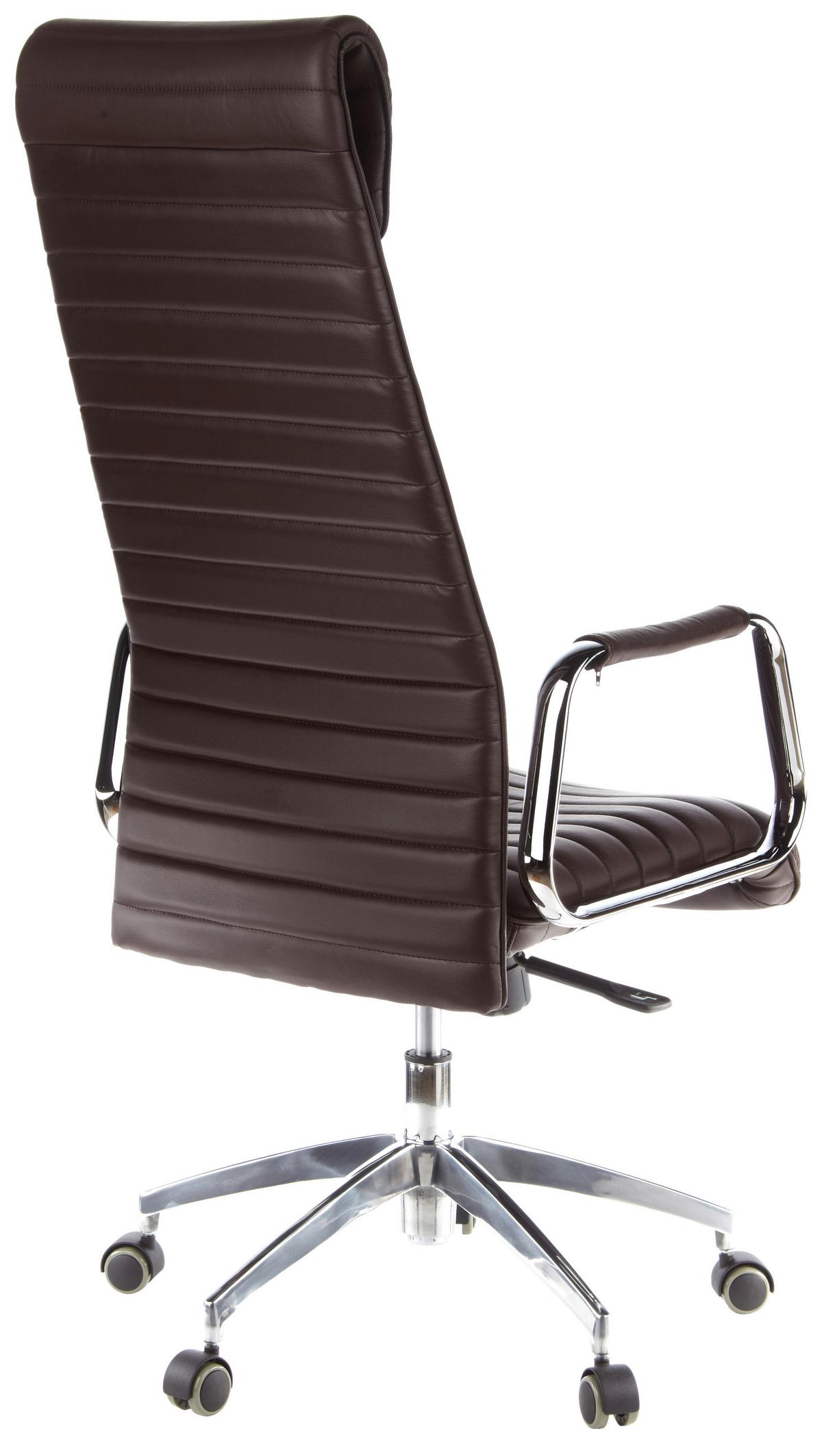 Drehstuhl Aspera 20 Dunkelbraun - Dunkelbraun/Silberfarben, MODERN, Leder/Kunststoff (59/139/50cm) - MID.YOU