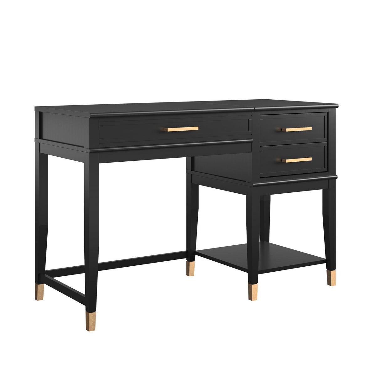Schreibtisch Westerleigh Schwarz B: 77 cm - Schwarz, Design, Holzwerkstoff/Metall (115/77/49cm) - MID.YOU