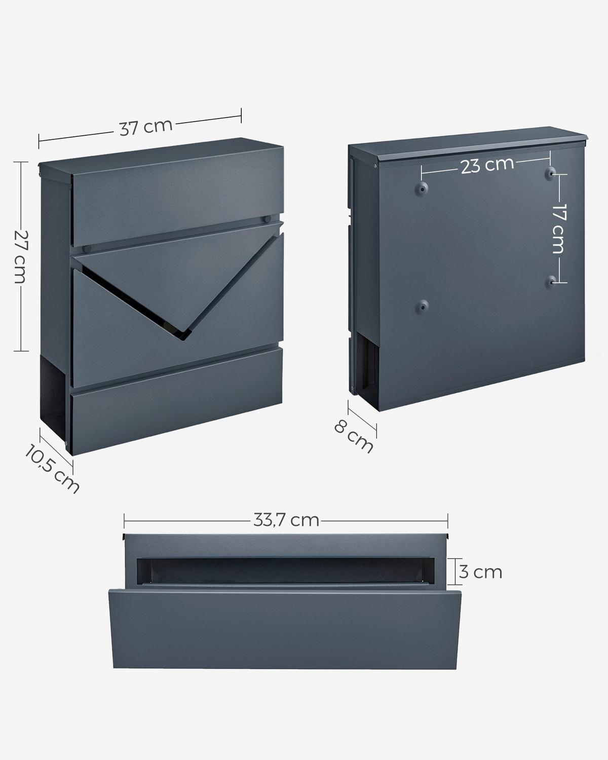 Briefkasten Grau B: 37 Cm - Grau, Basics, Metall (37/37/10,5cm)