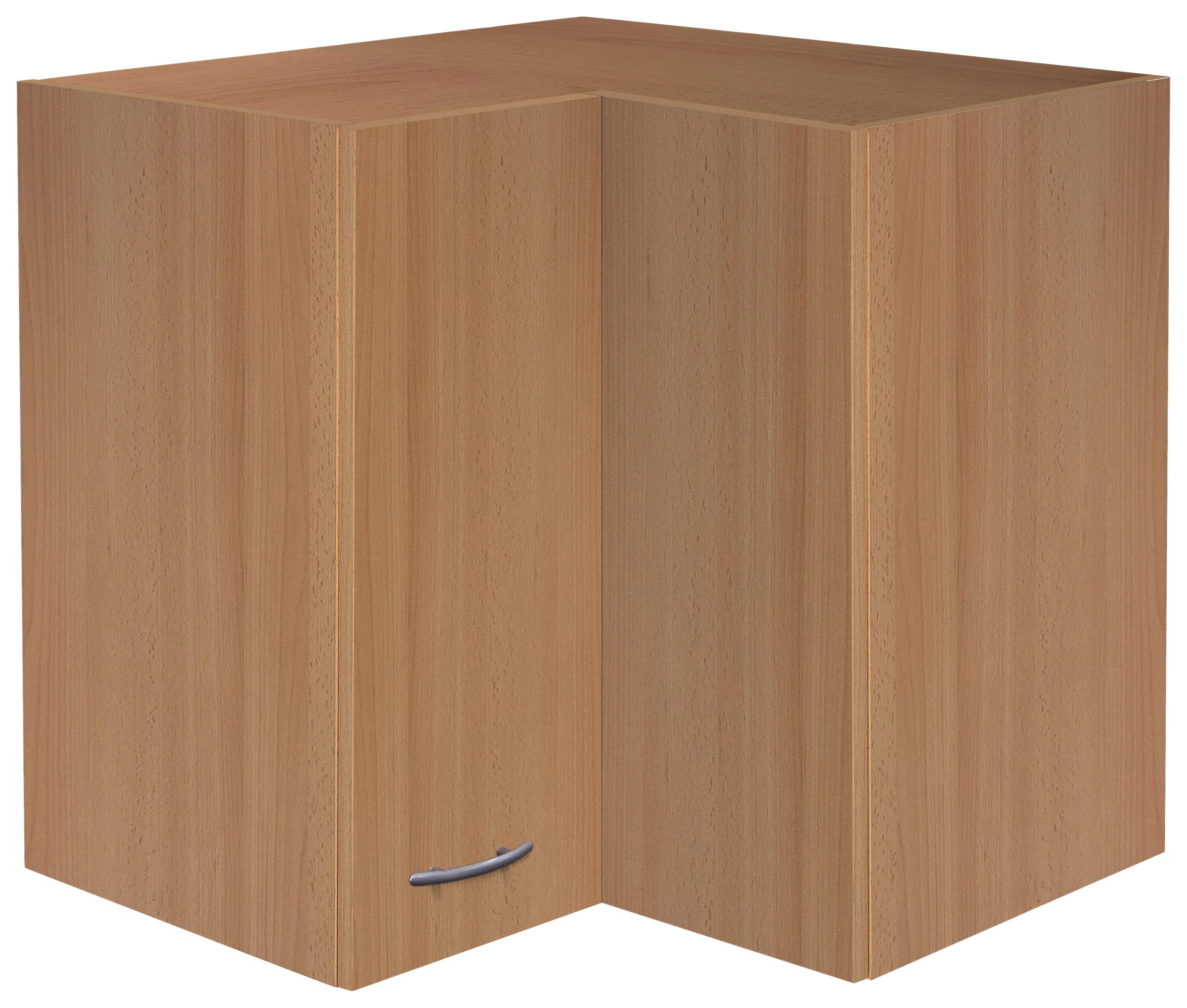 Rohová horní skříňka NANO HE 60 - barvy buku/barvy nerez oceli, Moderní, kompozitní dřevo/plast (60/54/32cm) - MID.YOU