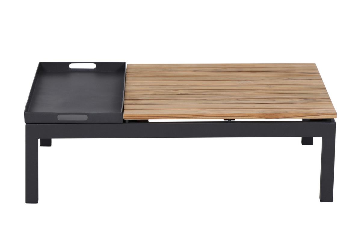 Loungegarnitur 4-Tlg Teakholz/Metall mit Kissen - Anthrazit/Grau, KONVENTIONELL, Holz/Textil (252/84/252cm) - Siena Garden